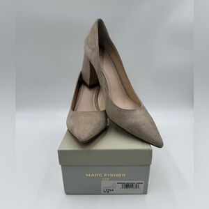 Marc Fisher Zana Block Heel Women's Natural Suede Heels size 11M